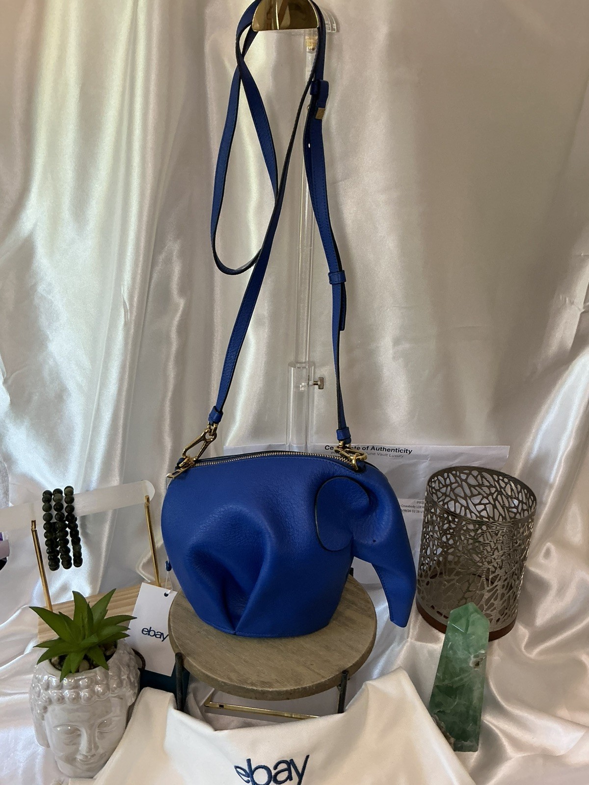 EUC Loewe Elephant Royal Blue Calfskin Elephant-Shaped Crossbody w COA
