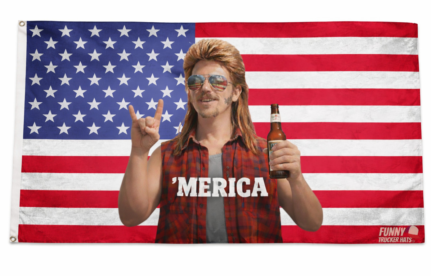’Merica Patriotic USA Flag 3x5 ft Funny American flag Man Cave Banner Joe Dirt