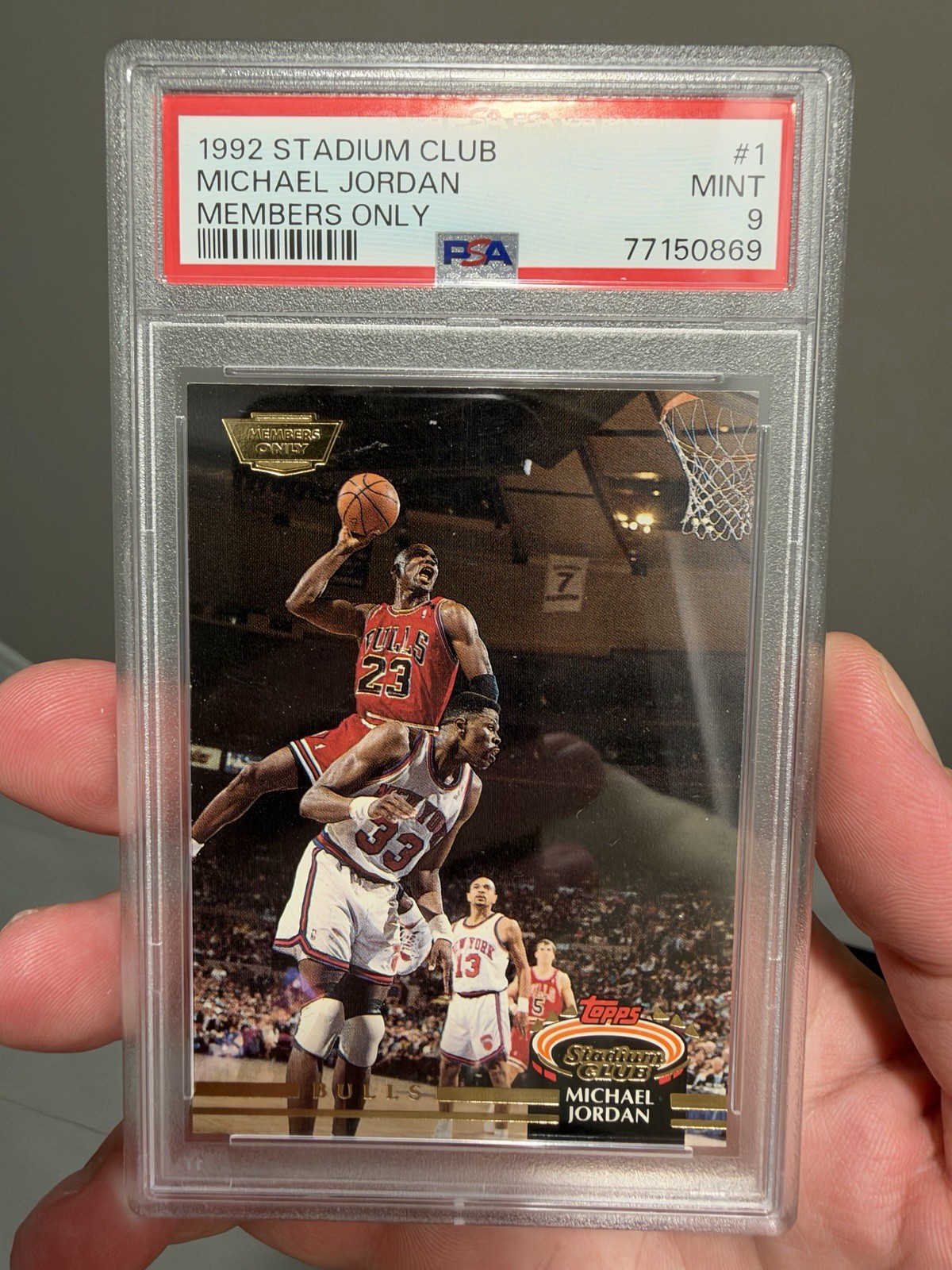Topps 1992 Stadium Club Michael Jordan Bulls #1 Members Only PSA 9 Topps 1992 Stadium Club Michael Jordan Bulls #1 Members Only PSA 9