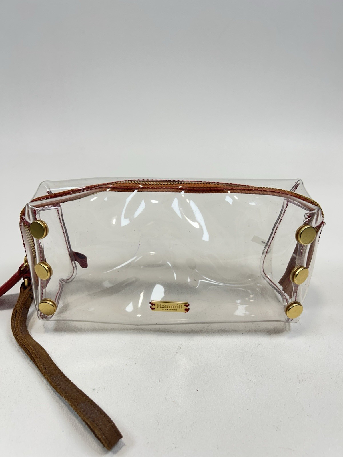 HAMMITT Purse/Makeup Clear Bag with Wristlet Strap Accents & Gold Hardware HAMMITT Purse/Makeup Clear Bag with Wristlet Strap Accents & Gold Hardware
