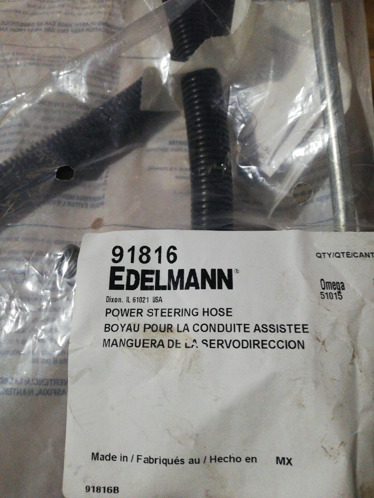 New Edelmann Power Steering Pressure Hose 91816 New Edelmann Power Steering Pressure Hose 91816