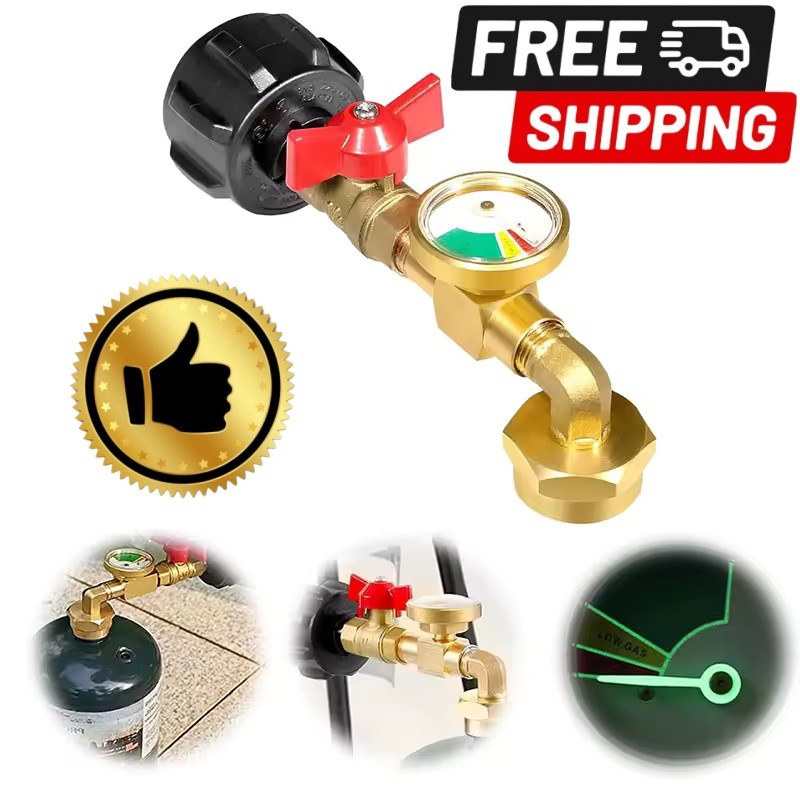 Upgraded Propane Refill Adapter 20lb to 1lb Converter with Valve Gauge 90° Elbow Upgraded Propane Refill Adapter 20lb to 1lb Converter with Valve Gauge 90° Elbow