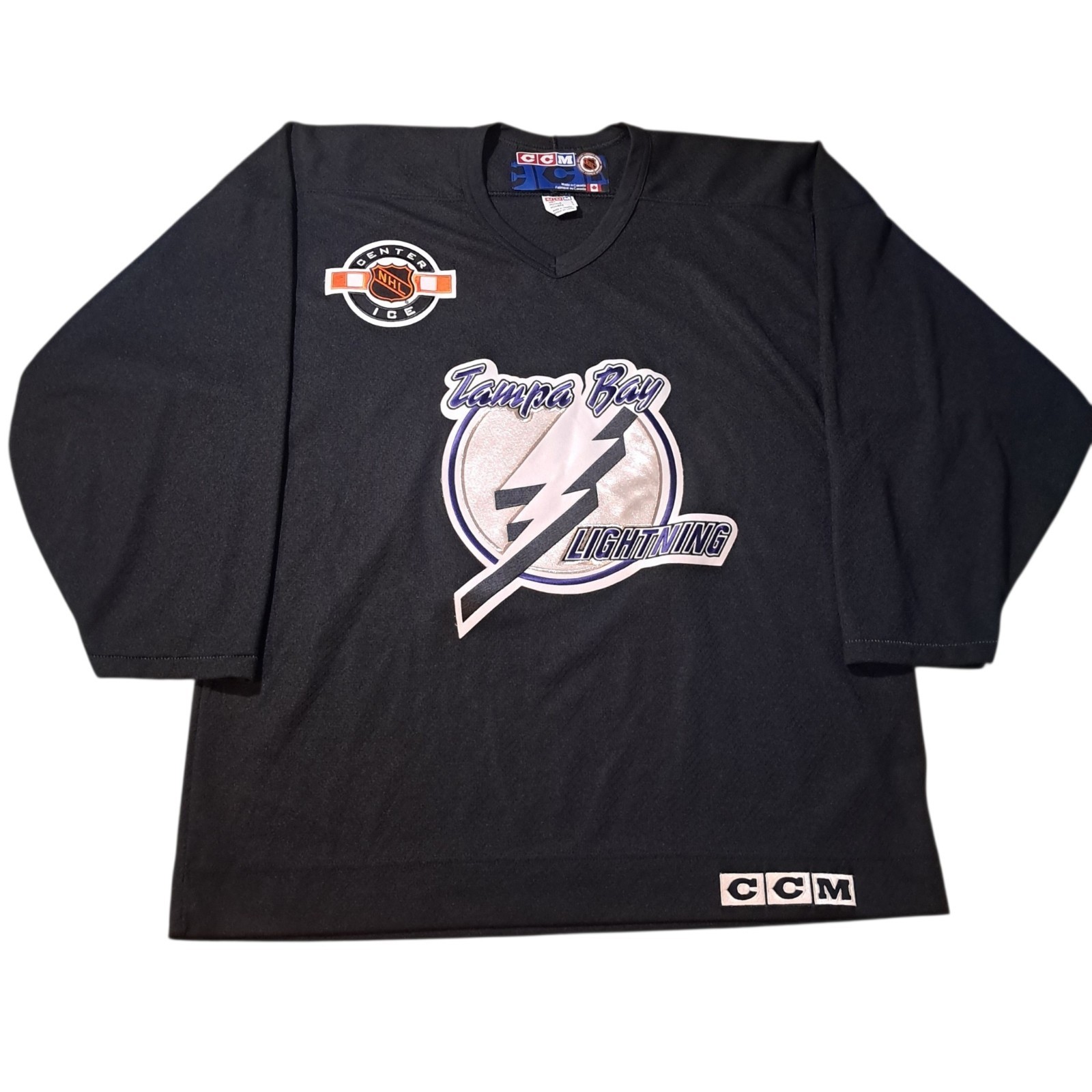 Vintage CCM Tampa Bay Lightning NHL Center Ice Black Practice Hockey Jersey L Vintage CCM Tampa Bay Lightning NHL Center Ice Black Practice Hockey Jersey L