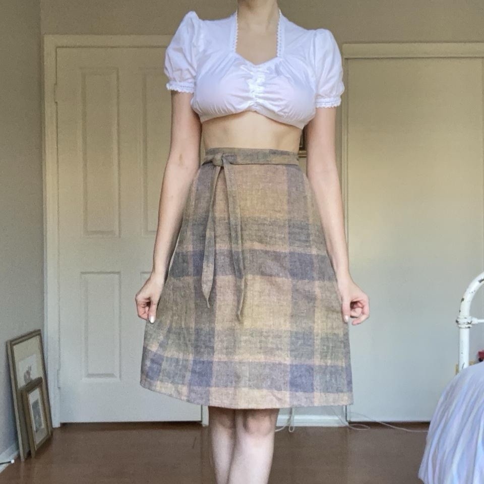 Vintage 1970’s Plaid Wrap Twee Skirt / Douglas Sportswear S
