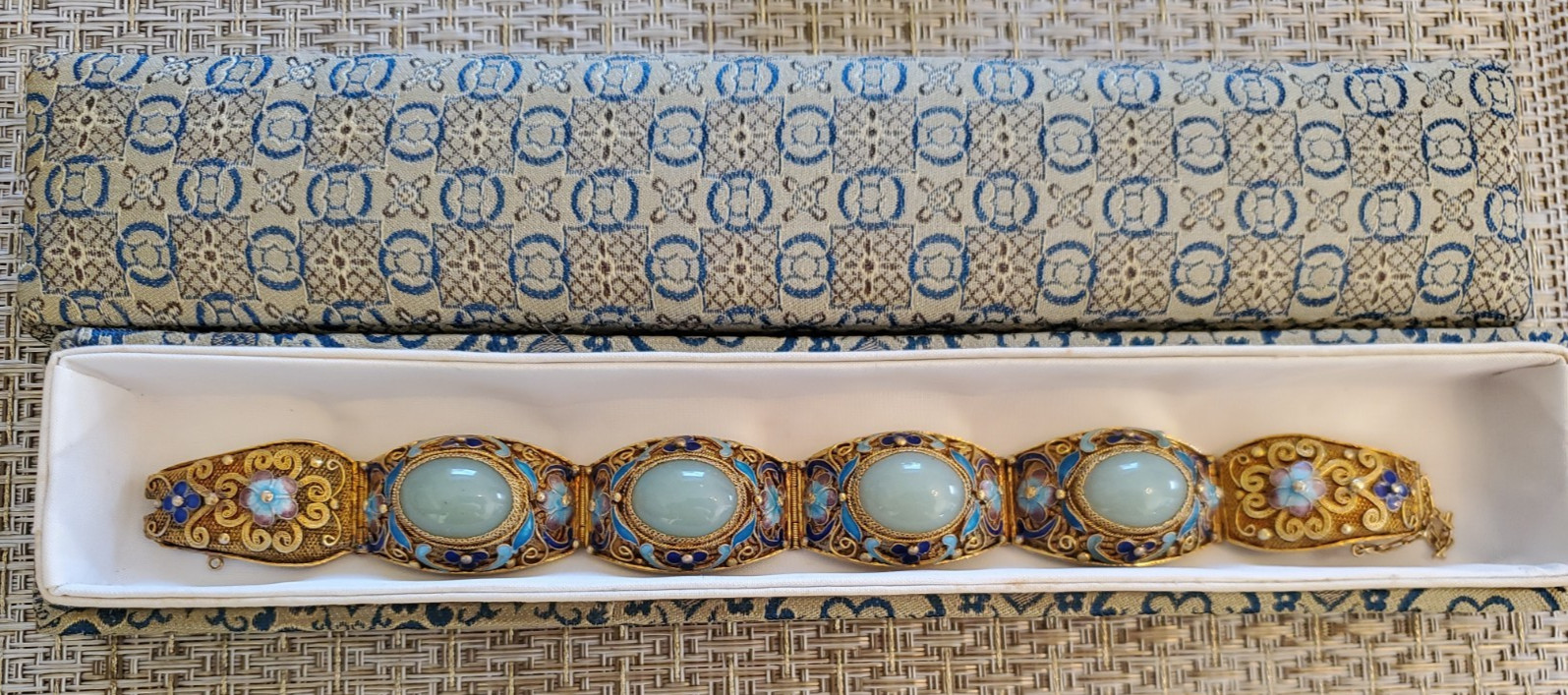 Antique Sterling Silver Chinese Export Turquoise & Enamel Filigree Bracelet 7 Antique Sterling Silver Chinese Export Turquoise & Enamel Filigree Bracelet 7