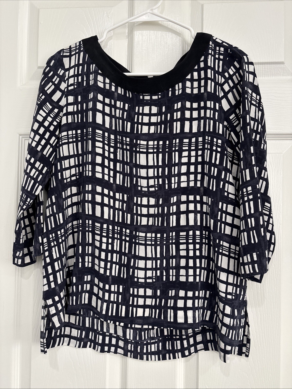 MADEWELL Mulberry Silk Top Women’s Geometric Boxy Abstract Lightweight Sz Small