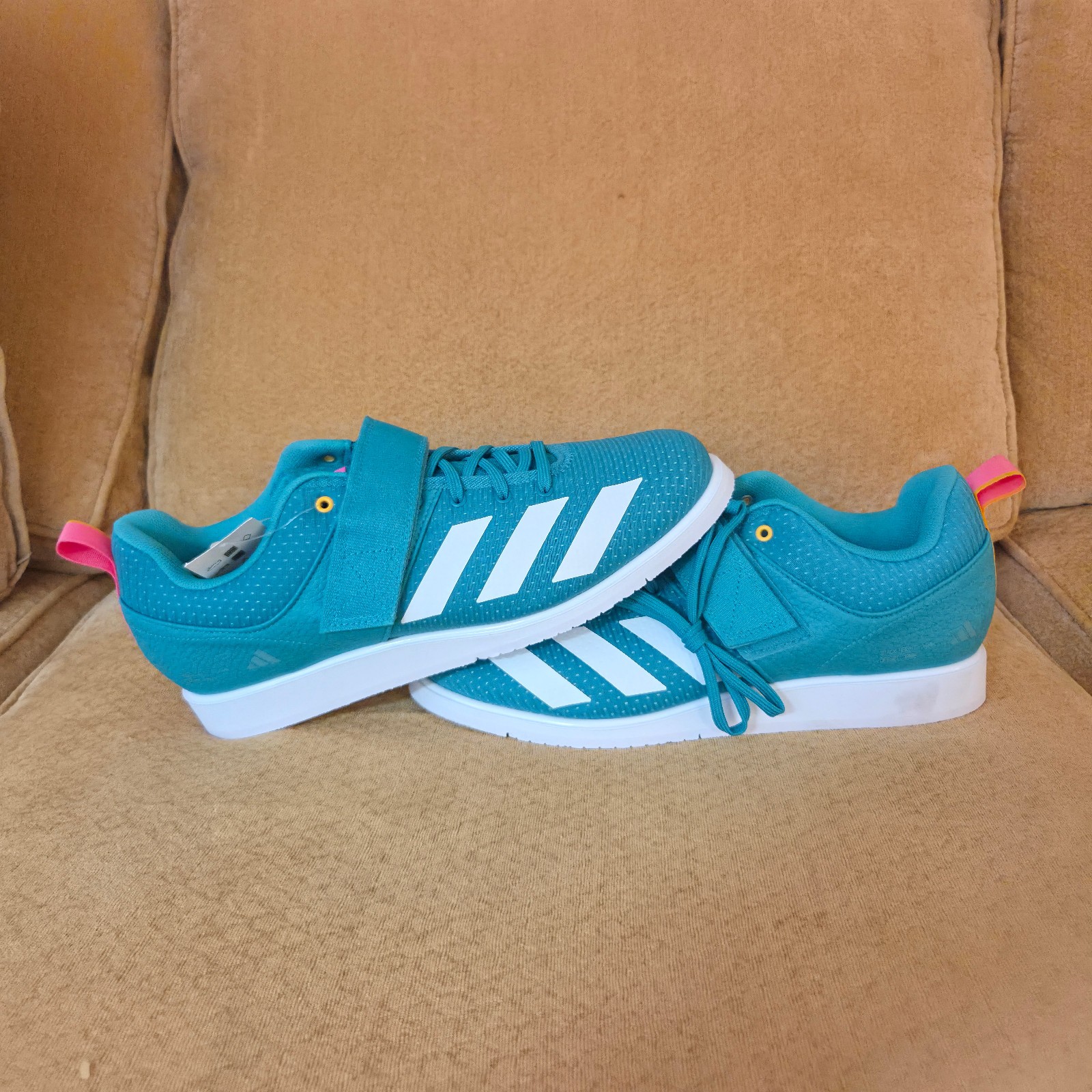 Size 11.5 Adidas Powerlift 5 Weightlifting Shoe Teal Pink White Men\'s JP9877 NEW Size 11.5 Adidas Powerlift 5 Weightlifting Shoe Teal Pink White Men\'s JP9877 NEW
