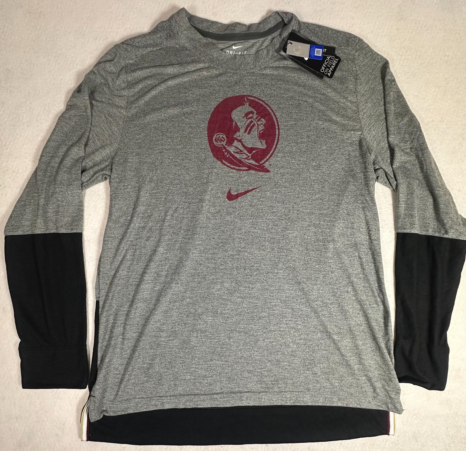 Nike Florida State Seminoles Dri-FIT Shirt Men\'s XL Gray Long Sleeve On Field