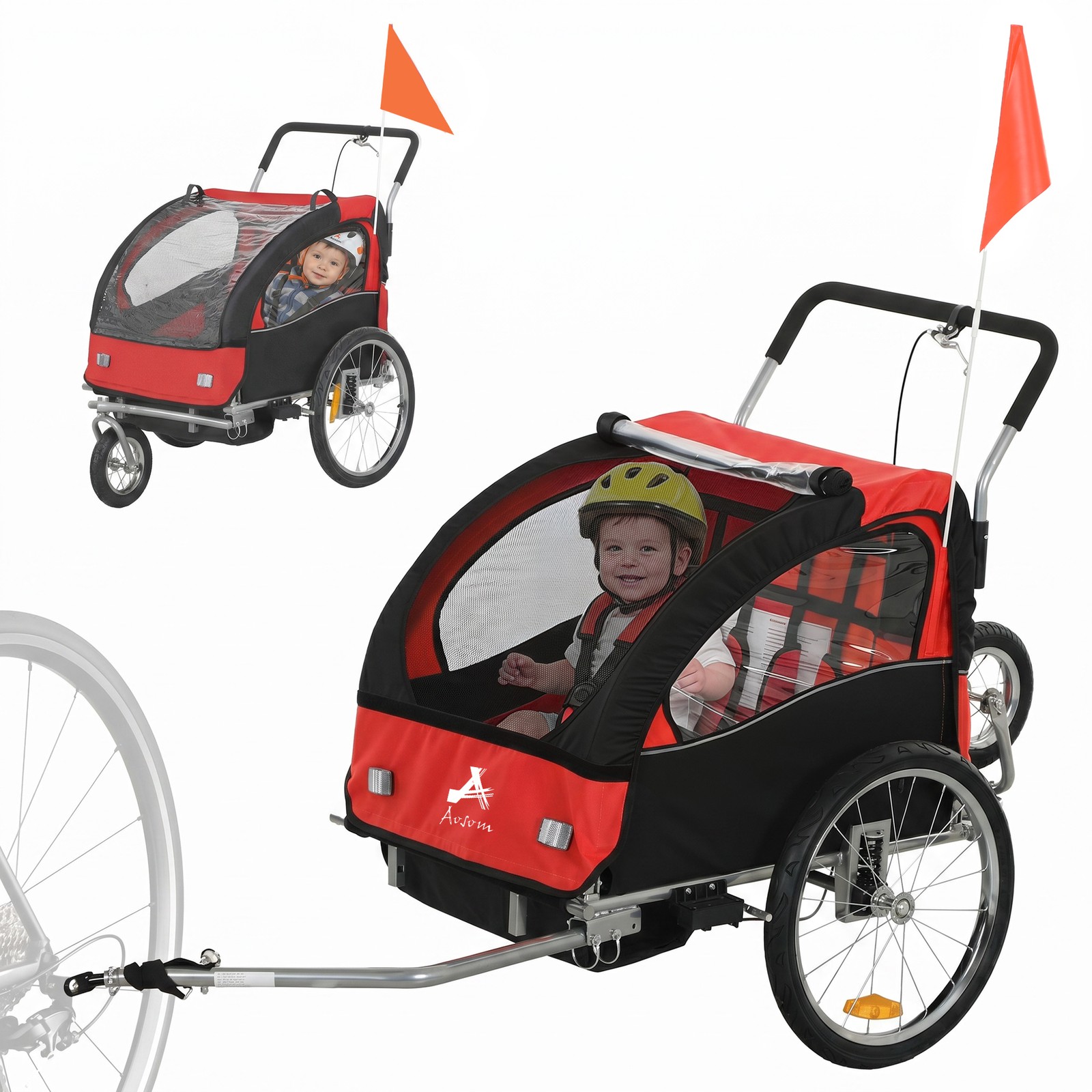 Elite 2-Seat Kid Bicycle Trailer Steel w/ Water Resistant Windows Elite 2-Seat Kid Bicycle Trailer Steel w/ Water Resistant Windows
