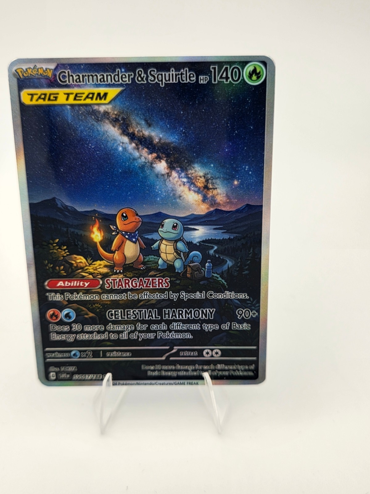 CUSTOM FAN ART Charmander Squirtle Tagteam Holo Card