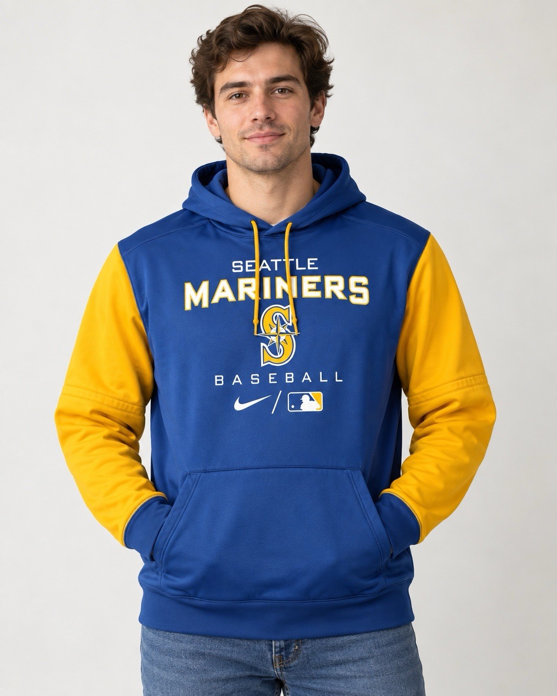 Nike Seattle Mariners MLB Therma-FIT Hoodie Men’s XXL Blue Gold Pullover