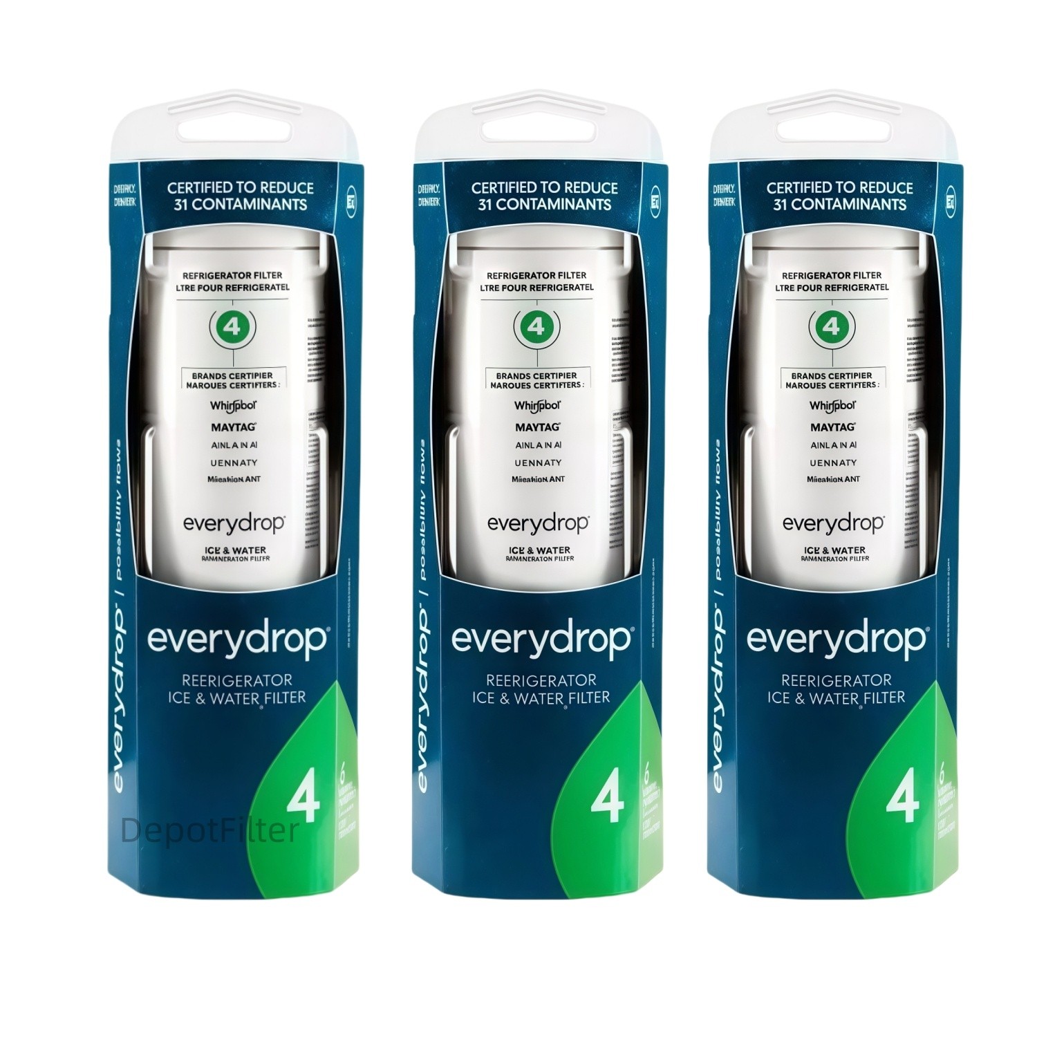 E very D²rop by 3 Pack Ice and Water Refrigerator Filter 4 ED²R4RXD1 Sealed NEW E very D²rop by 3 Pack Ice and Water Refrigerator Filter 4 ED²R4RXD1 Sealed NEW