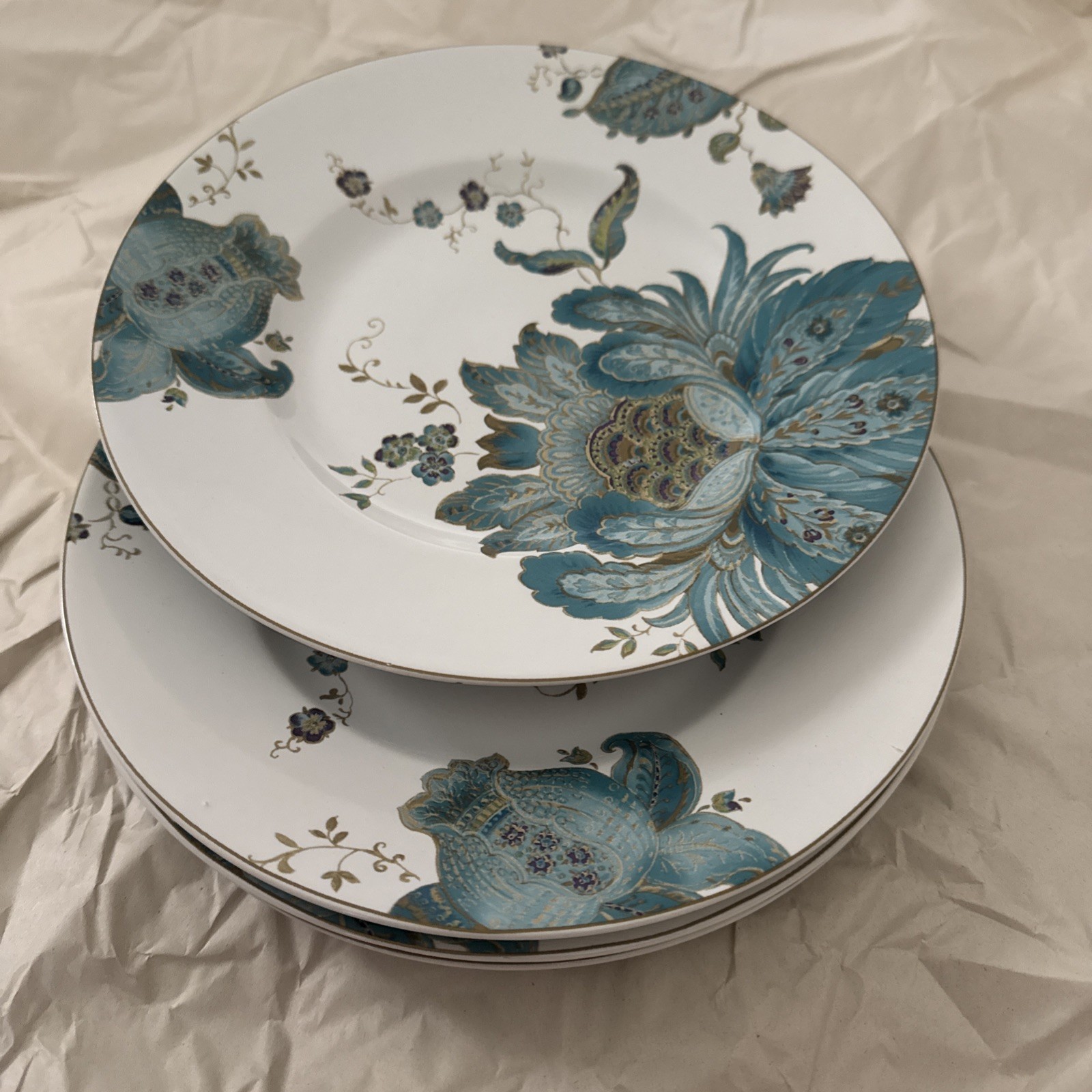 222 Fifth Eliza Teal Porcelain Luncheon Salad Plates 8 3/4” Set Of 4 Mint C 222 Fifth Eliza Teal Porcelain Luncheon Salad Plates 8 3/4” Set Of 4 Mint C
