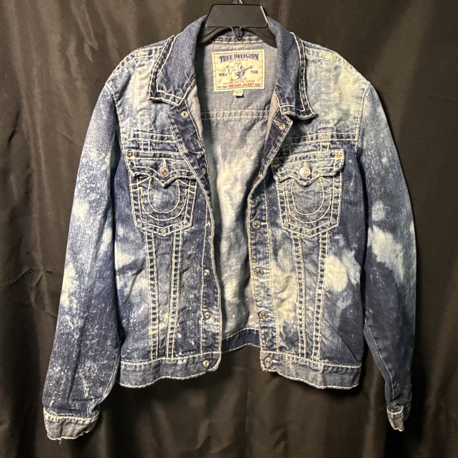 2014 True Religion Denim Trucker Jacket XXXL Acid Wash Distressed Grunge 2014 True Religion Denim Trucker Jacket XXXL Acid Wash Distressed Grunge