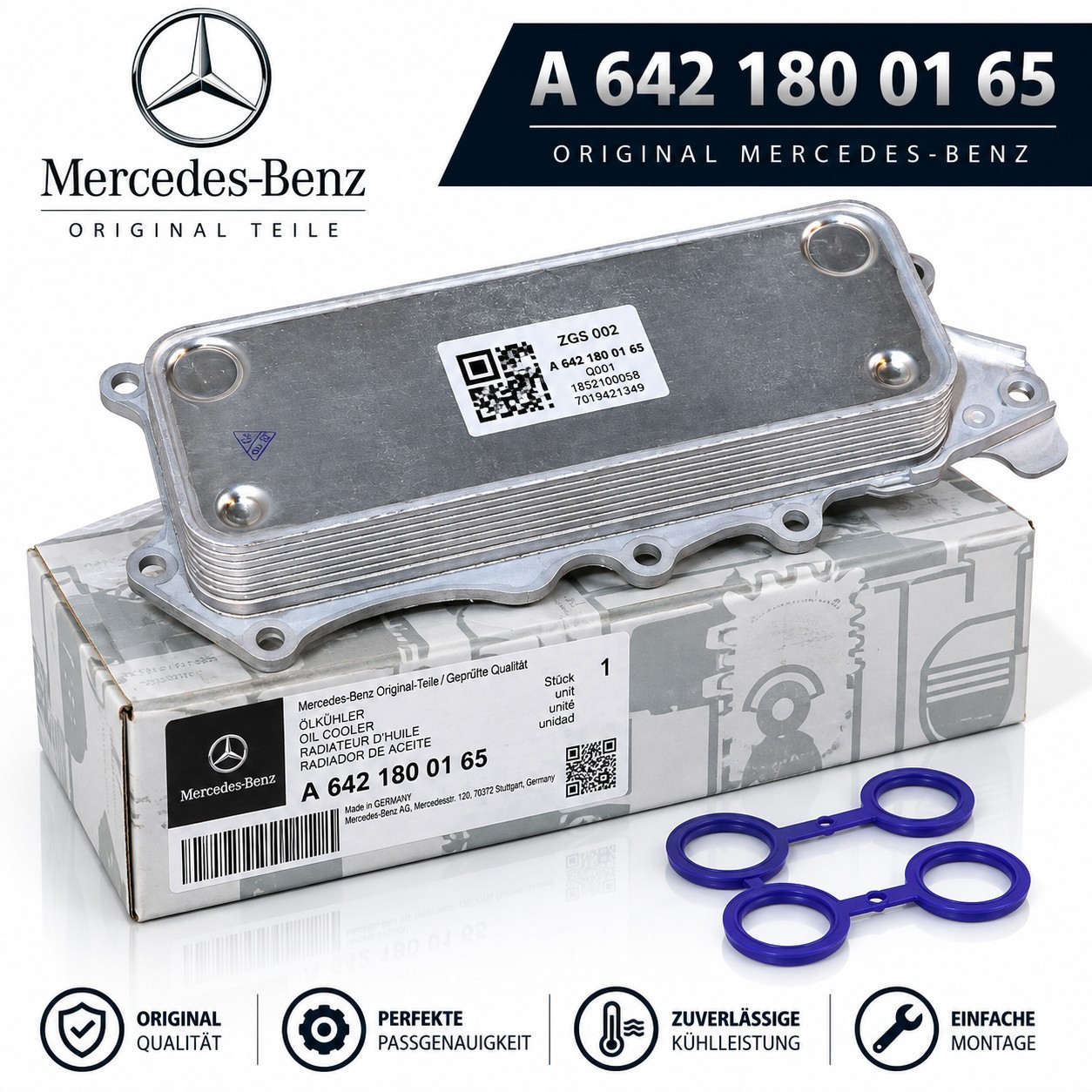 Genuine Mercedes-Benz Oil Cooler A6421800165 for OM642 V6 CDI / BlueTEC