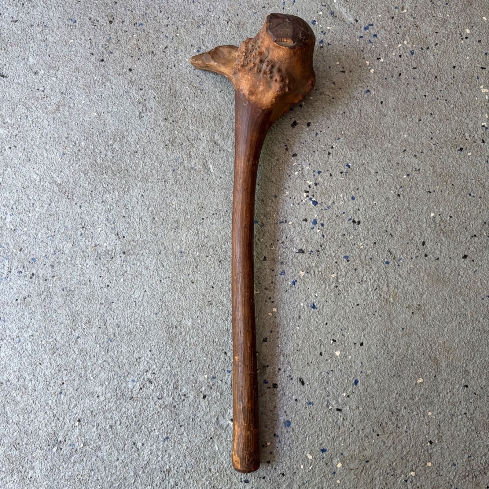 Vintage Hand Carved Burl Wood War Club Primitive Folk Art Tribal Cudgel Brown