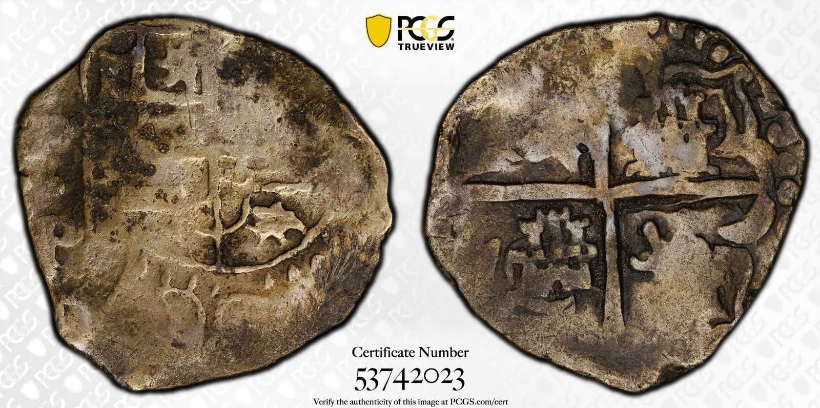1621-26 P-P 4 Reales Cob Spanish Colonial Bolivia PCGS F 1621-26 P-P 4 Reales Cob Spanish Colonial Bolivia PCGS F
