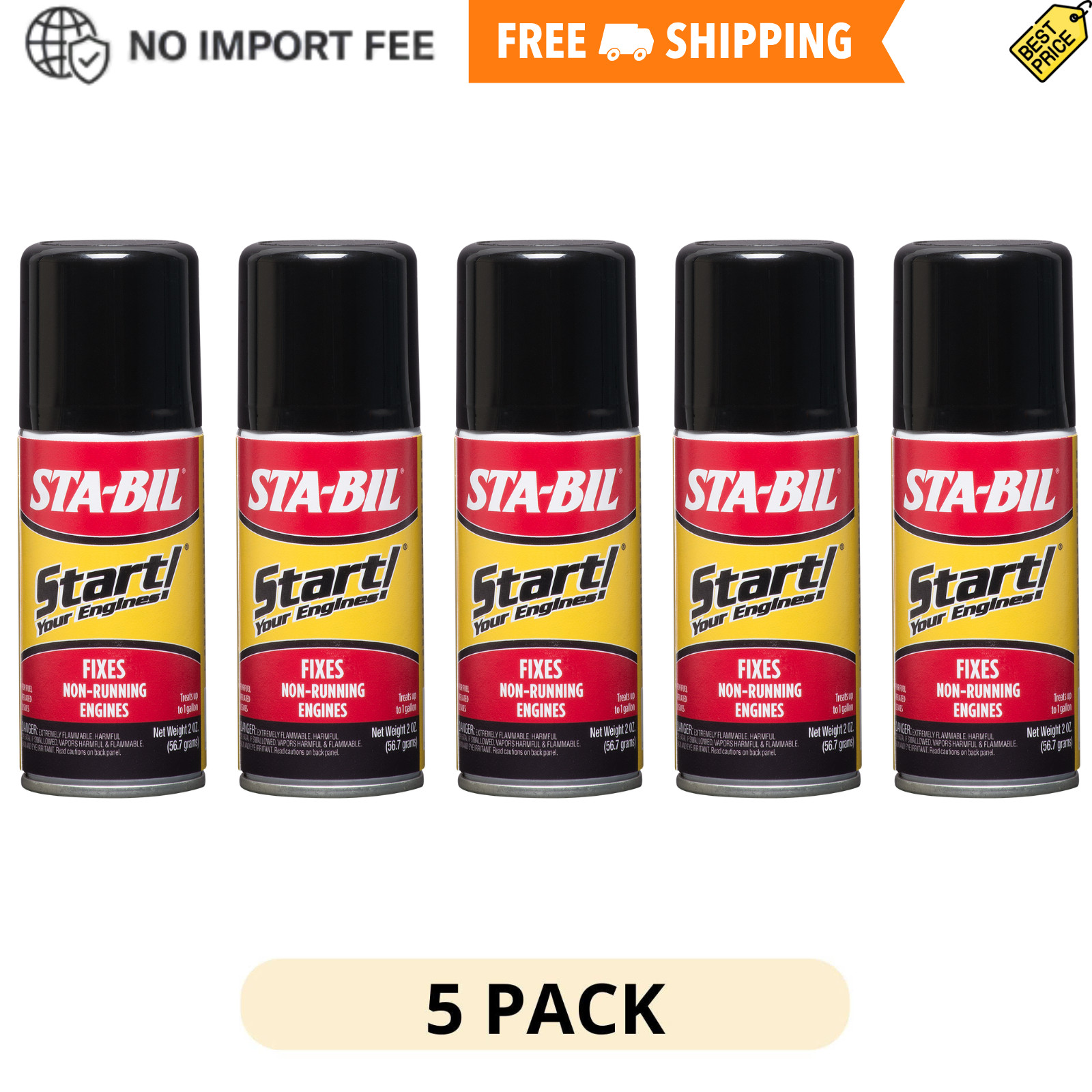 5 Pack Start Your Engines 2 oz Fuel Additive 2 Cycle 4 Cycle Engines