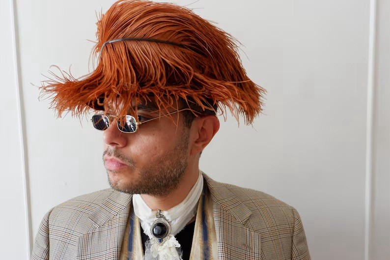 Antique 1910s Edwardian Copper Ostrich Feather Hat Cloche | Millinery Velvet