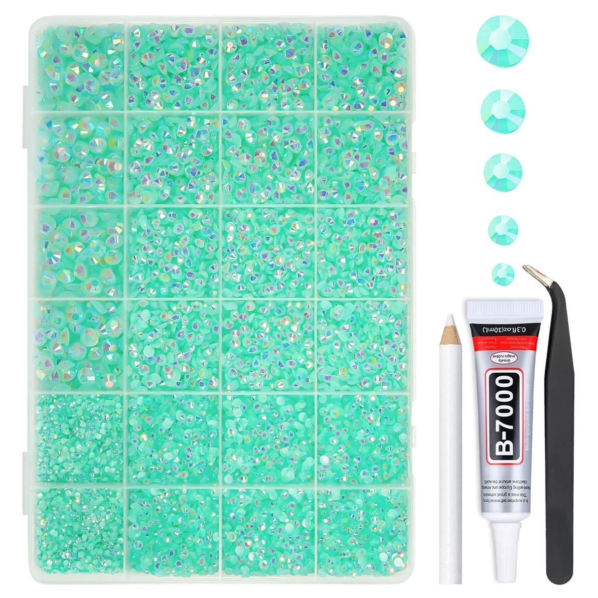 Flatback Resin Rhinestones Gems Bedazzler Kit with Jewelry Glue for Crafts