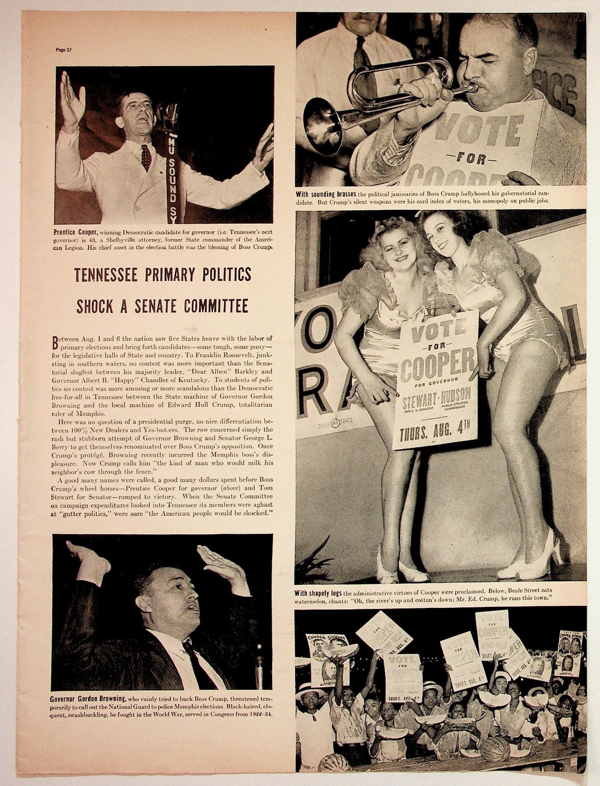 1938 Tennessee Primary Politics Magazine Print Ad Prentice Cooper Gordon 1938 Tennessee Primary Politics Magazine Print Ad Prentice Cooper Gordon