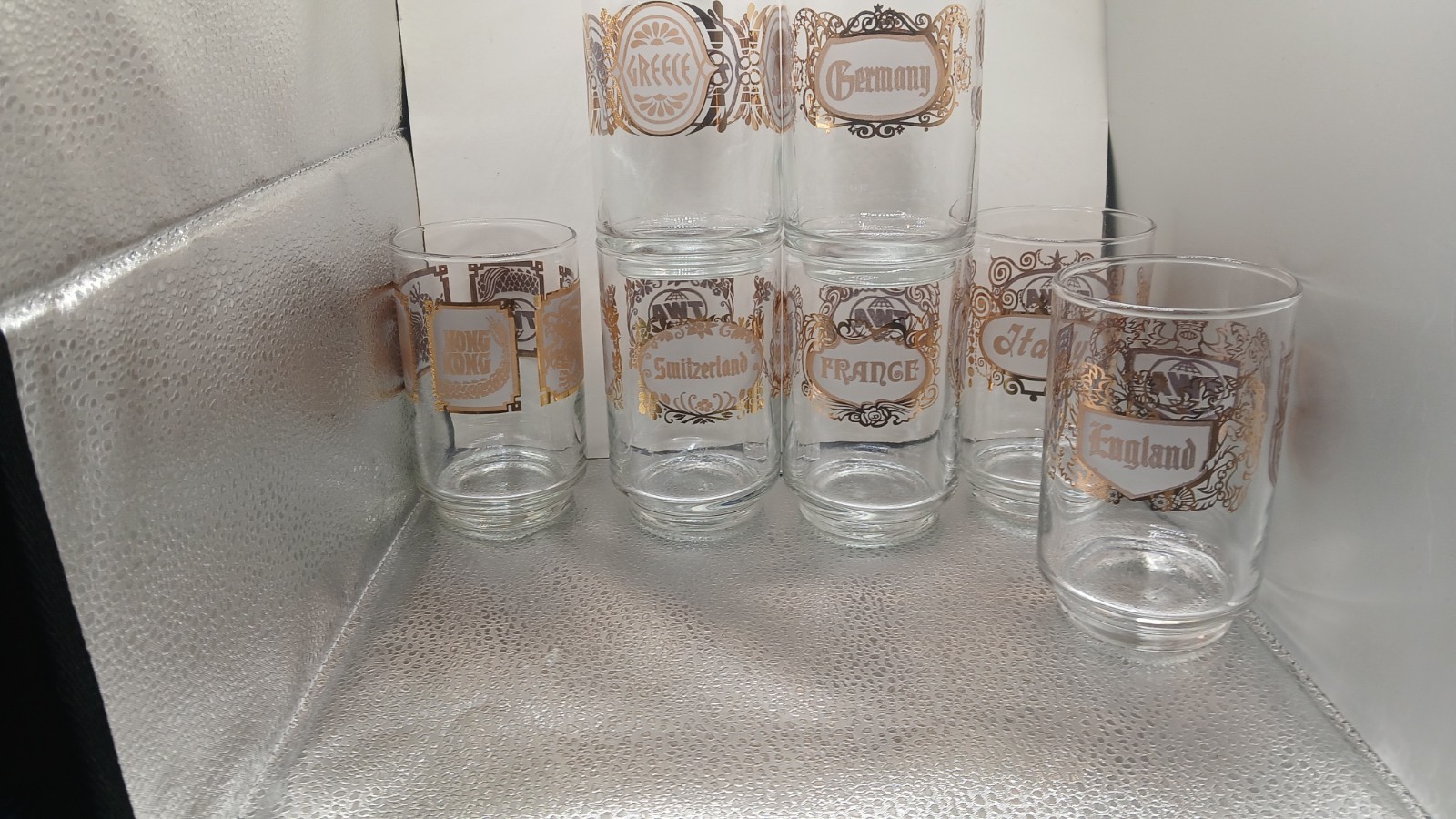 Vintage 1960s TWA Airlines World Destination Glasses Set of 7 MCM High Ball Vintage 1960s TWA Airlines World Destination Glasses Set of 7 MCM High Ball