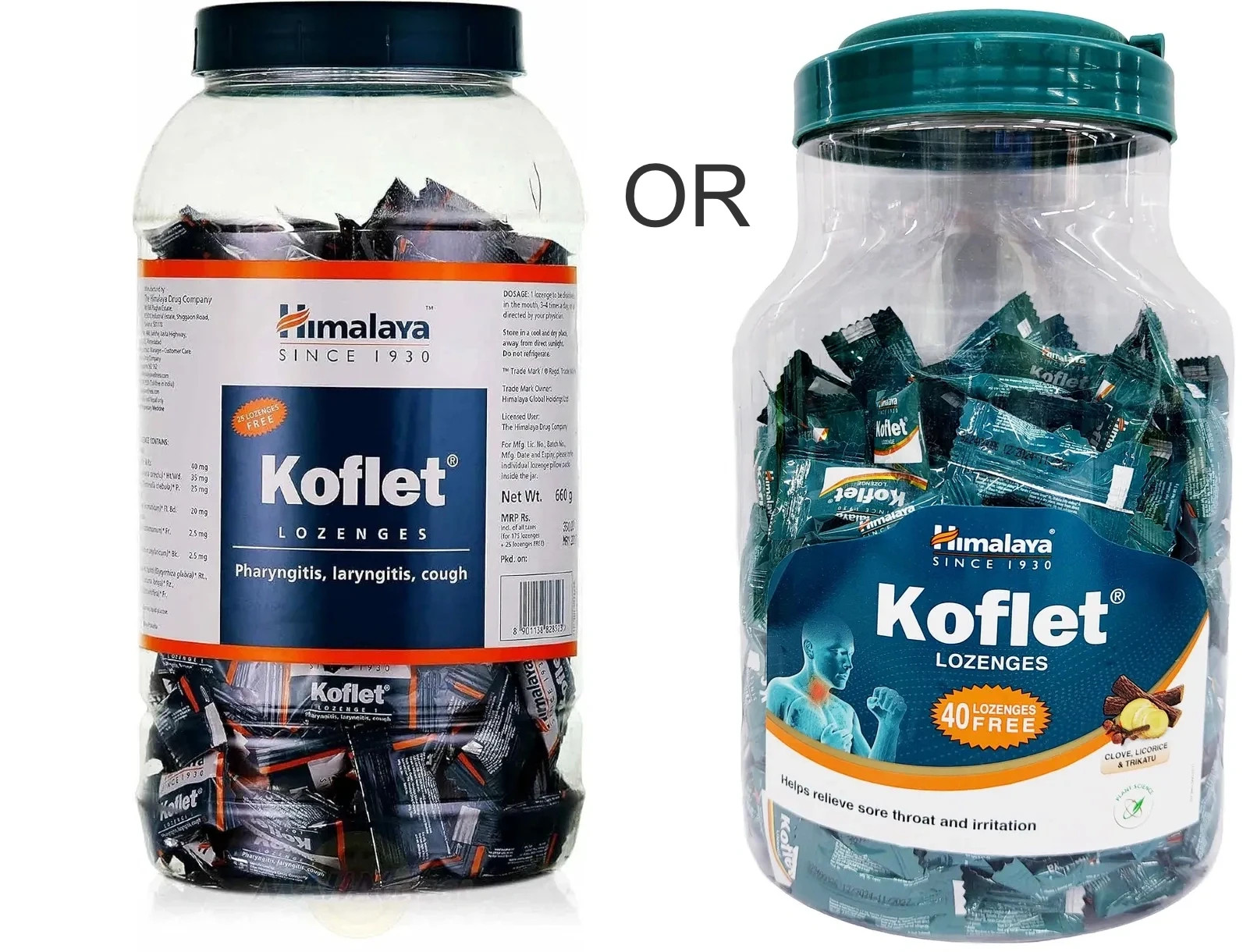 1 Box 200 pc Himalaya Herbals KOFLET Lozenges Jar For Sore Throat 