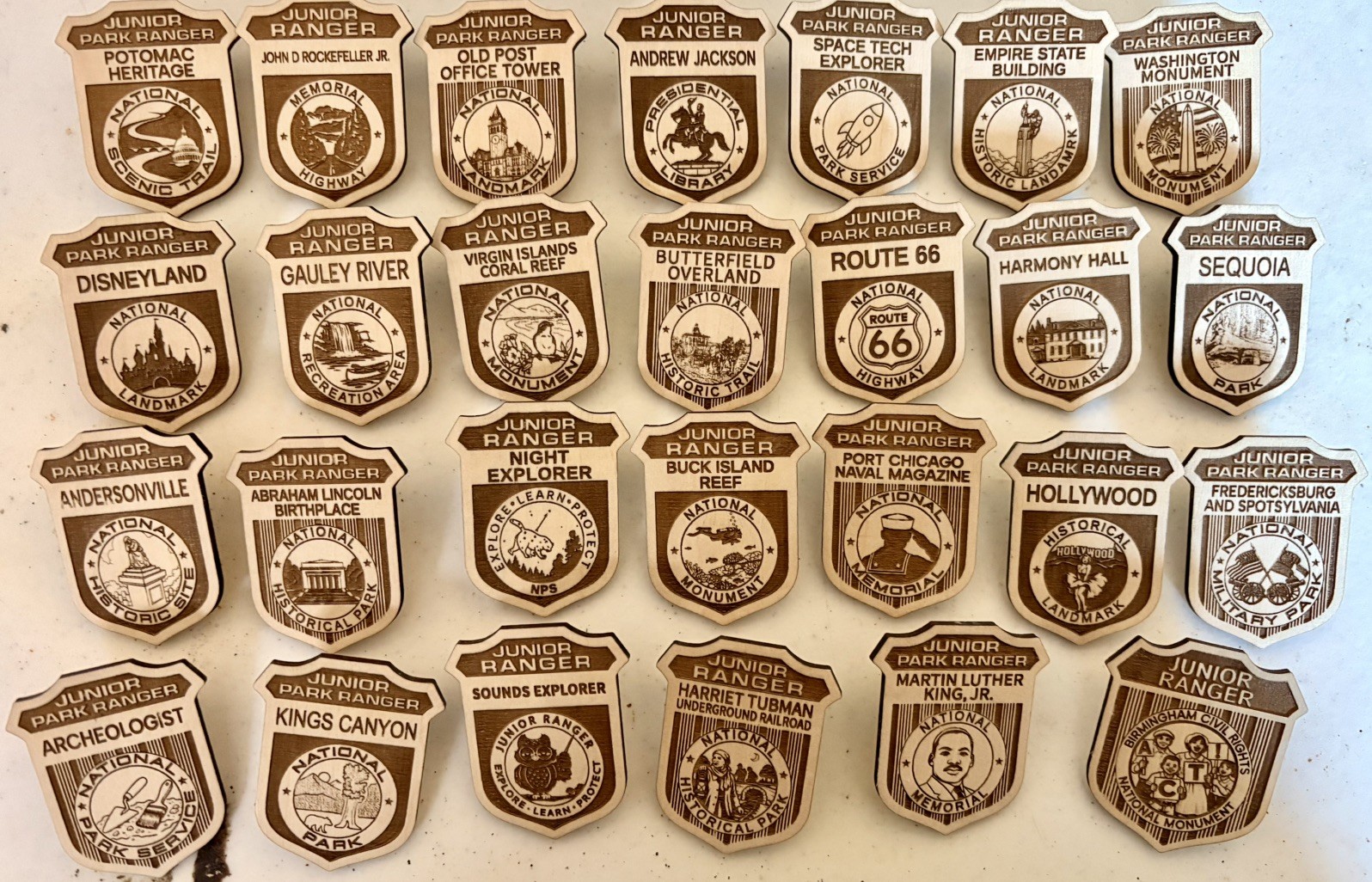 National Park Junior Ranger Badges Wood Custom - Sold Individually