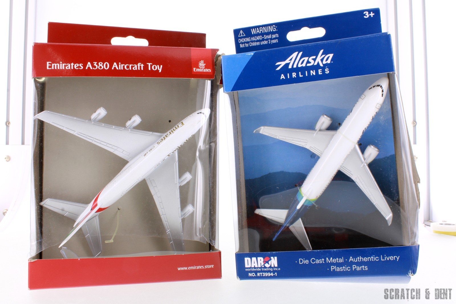 2 Pack: Alaska Airlines / Emirates Airlines - Real Toy R-24131 - Model Toy Plane