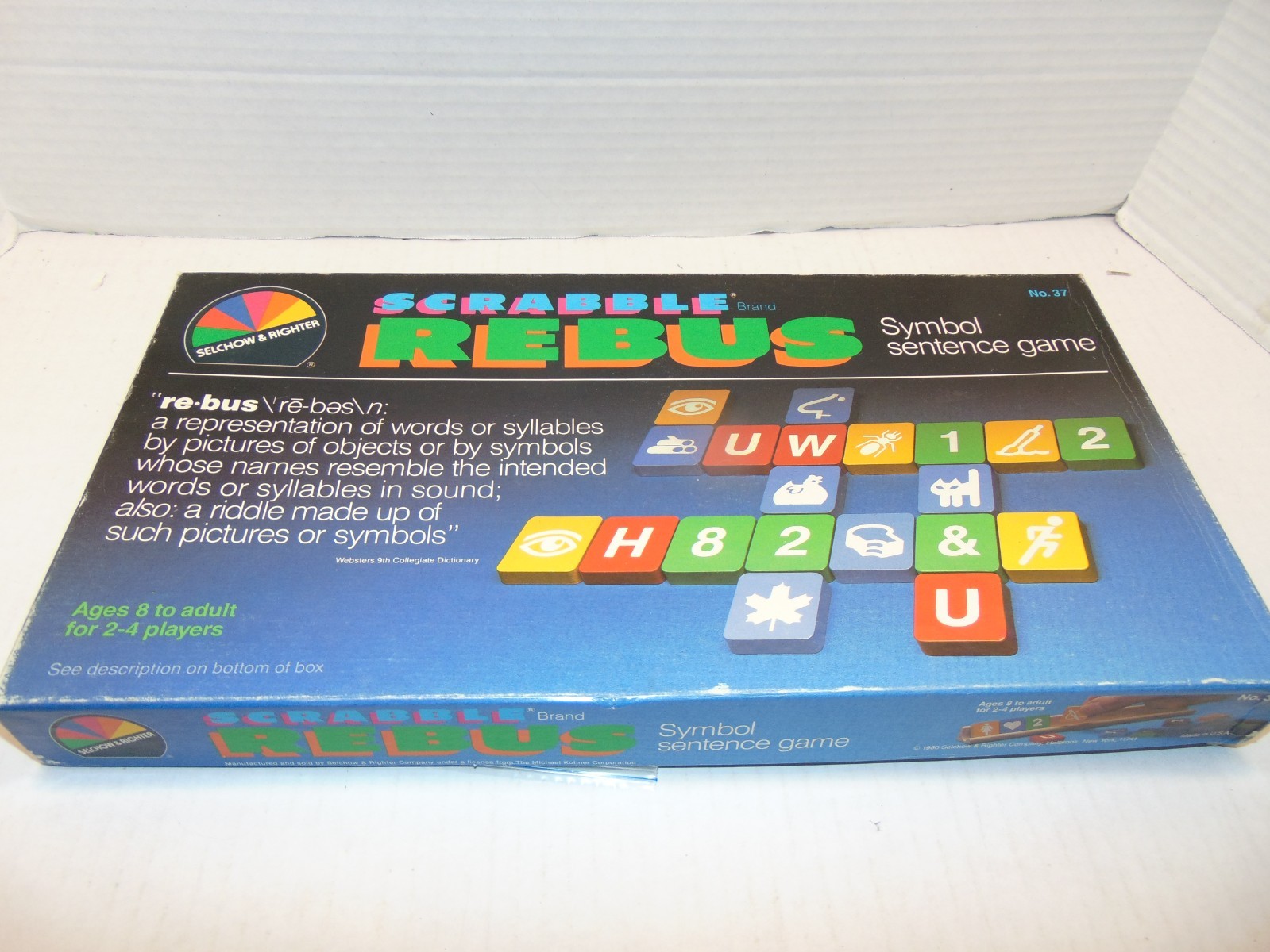 Scrabble REBUS Selchow & Righter Vintage 1986 Tile Board Game Complete in Box