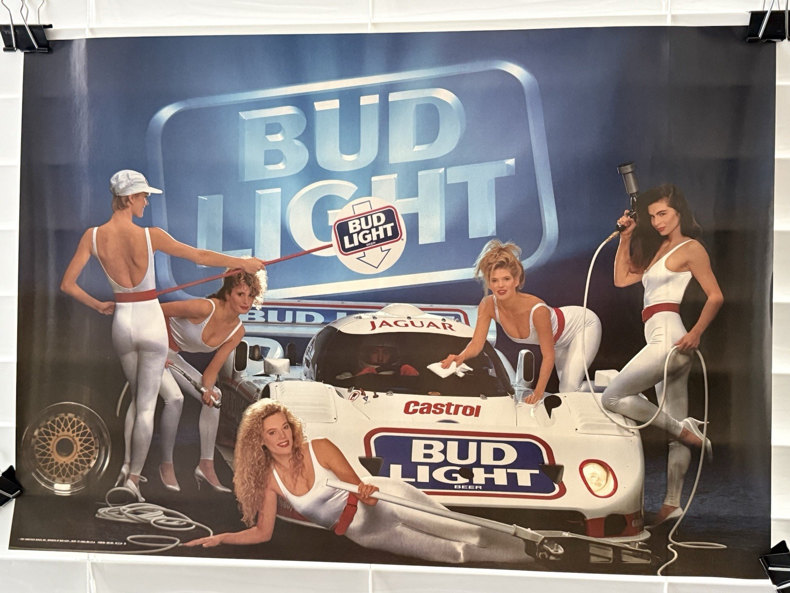 1991 Bud Light JAGUAR RACING Pit Crew Vintage Beer Promo Poster 20 X 14 1991 Bud Light JAGUAR RACING Pit Crew Vintage Beer Promo Poster 20 X 14