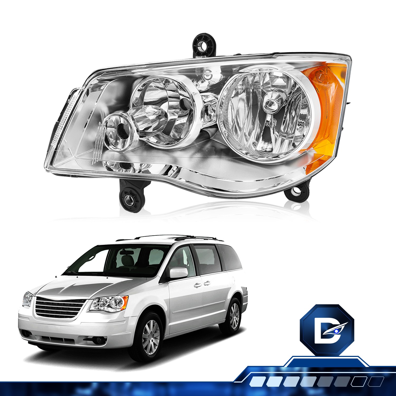 For 08-16 Chrysler Town&Country 11-20 Dodge Grand Caravan Driver side Headlight
