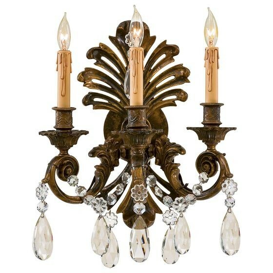 Metropolitan 3-Light Sconce In Oxide Brass Bohemian Crystals Metropolitan 3-Light Sconce In Oxide Brass Bohemian Crystals