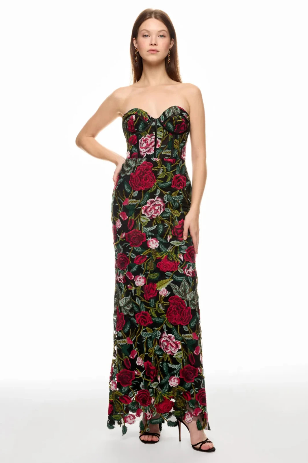 Ieena for Mac Duggal Strapless Bustier Top Gown Maxi Dress SIZE 4