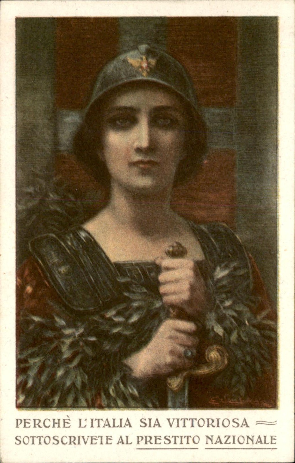 WWI War Loan Poster Art Beautiful Woman Sword Mauzan c1910s Vintage Postcard bhn WWI War Loan Poster Art Beautiful Woman Sword Mauzan c1910s Vintage Postcard bhn