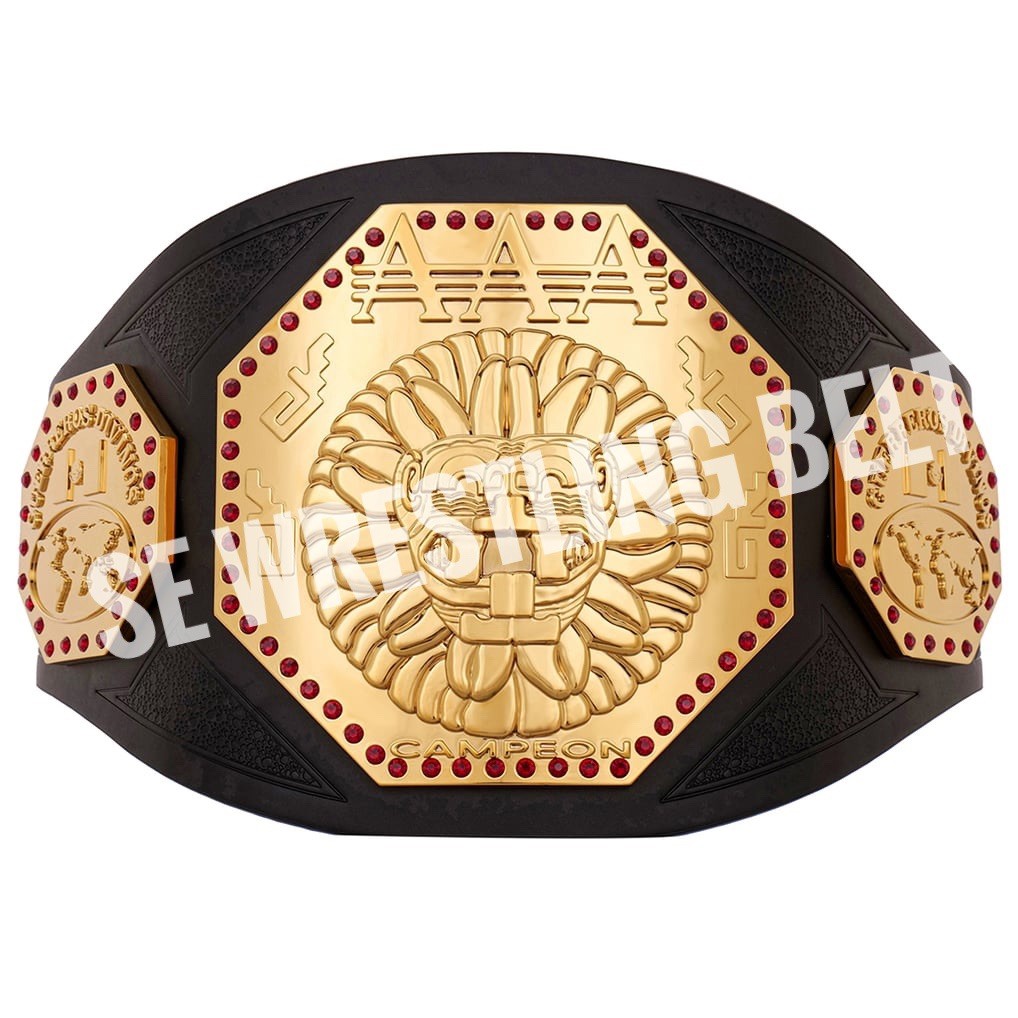 AAA Mega Championship Belt Replica Lucha Libre Campeon Mexico Wrestling Gold 4mm