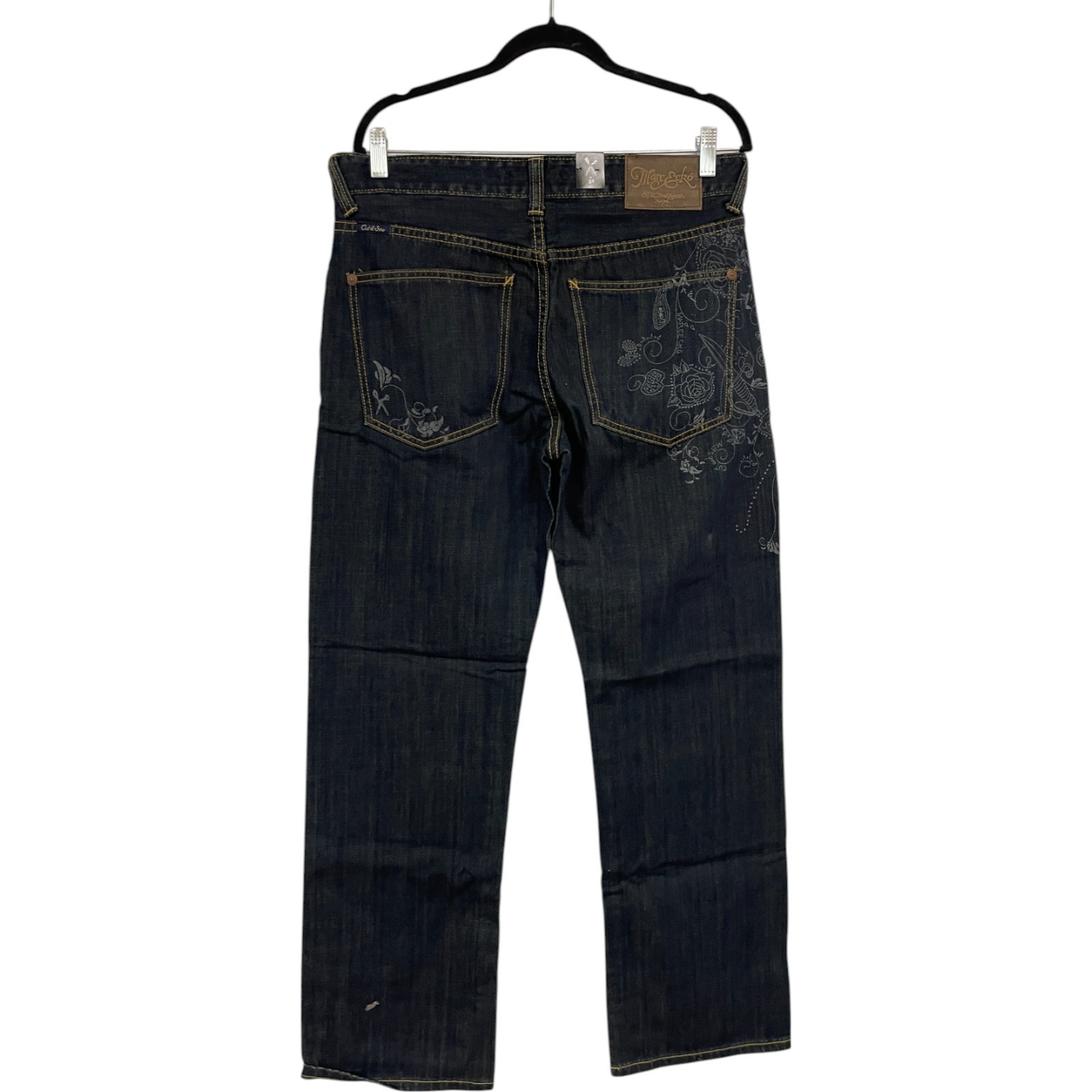 Marc Ecko Unltd Jeans Mens 33 Standard Fit Cut Blue Denim RARE FLORAL Y2K NWT