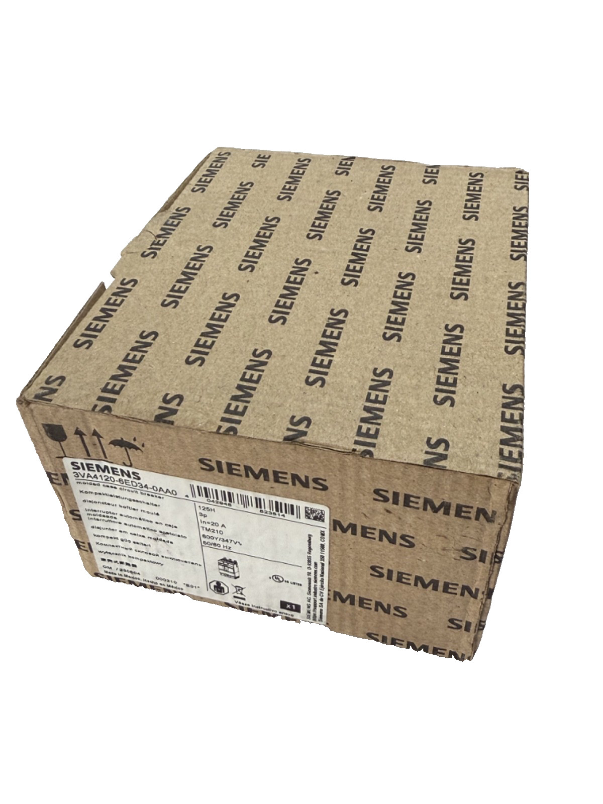 (1) NEW Siemens 3VA4120-6ED34-0AA0 3p 20a 65k Circuit Breaker - NEW IN BOX