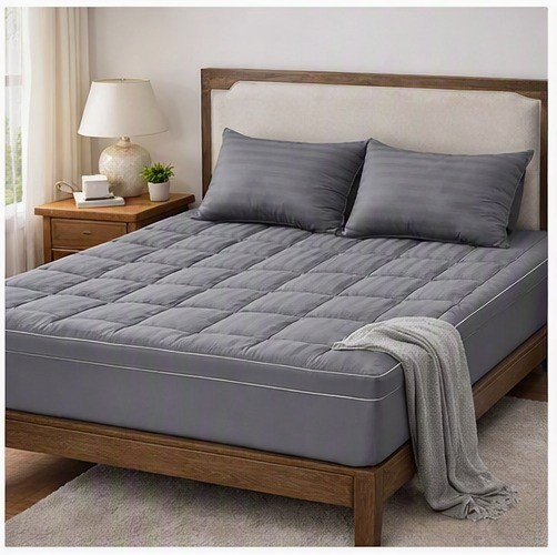 4 Inches Thick Mattress Topper Quilted Cooling Mattress Topper Pad White, Gray