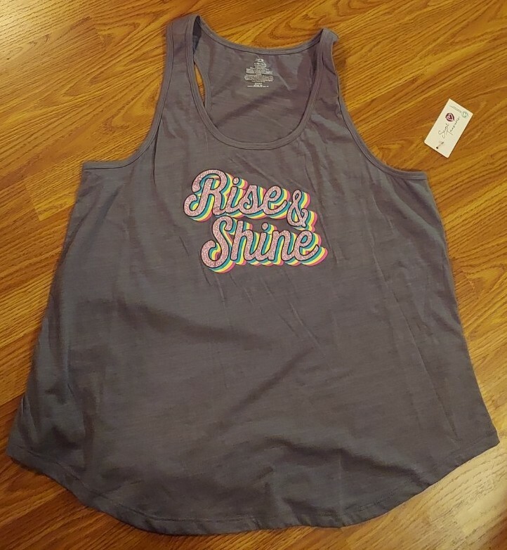 Secret Treasures Women\'s Gray Sleepwear PJ Tank Top Rise And Shine Size XL 16-18