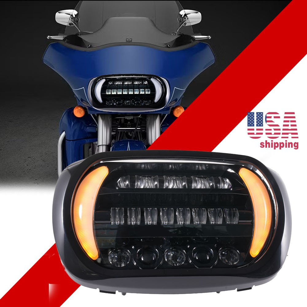 For Harley Road Glide 1998-2013 Dual LED Headlights Hi/Lo DRL Turn Signal Lights For Harley Road Glide 1998-2013 Dual LED Headlights Hi/Lo DRL Turn Signal Lights
