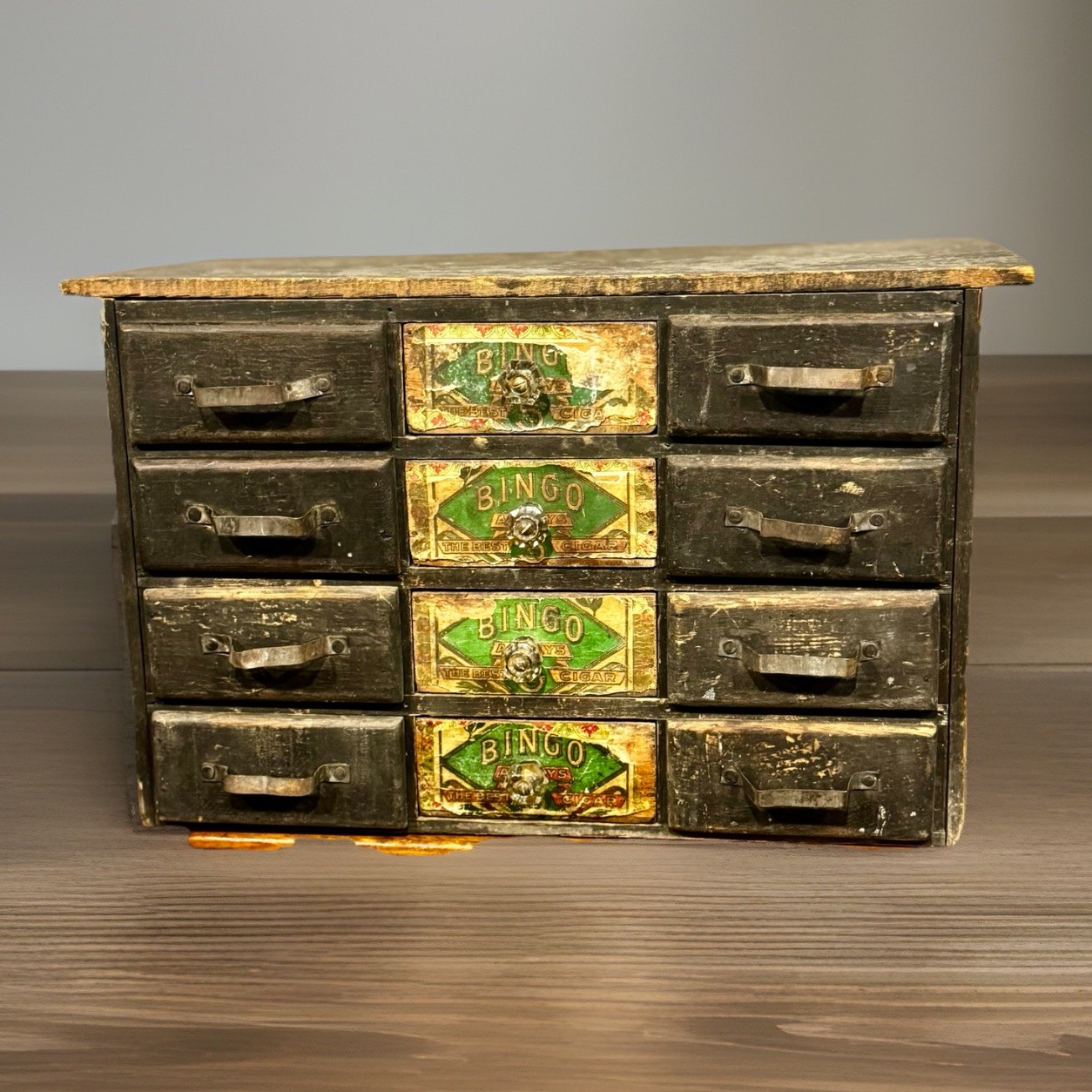 PRIMITIVE Handmade Wood CIGAR BOX 12 Drawer Cabinet Vintage Wooden Bingo Boxes PRIMITIVE Handmade Wood CIGAR BOX 12 Drawer Cabinet Vintage Wooden Bingo Boxes