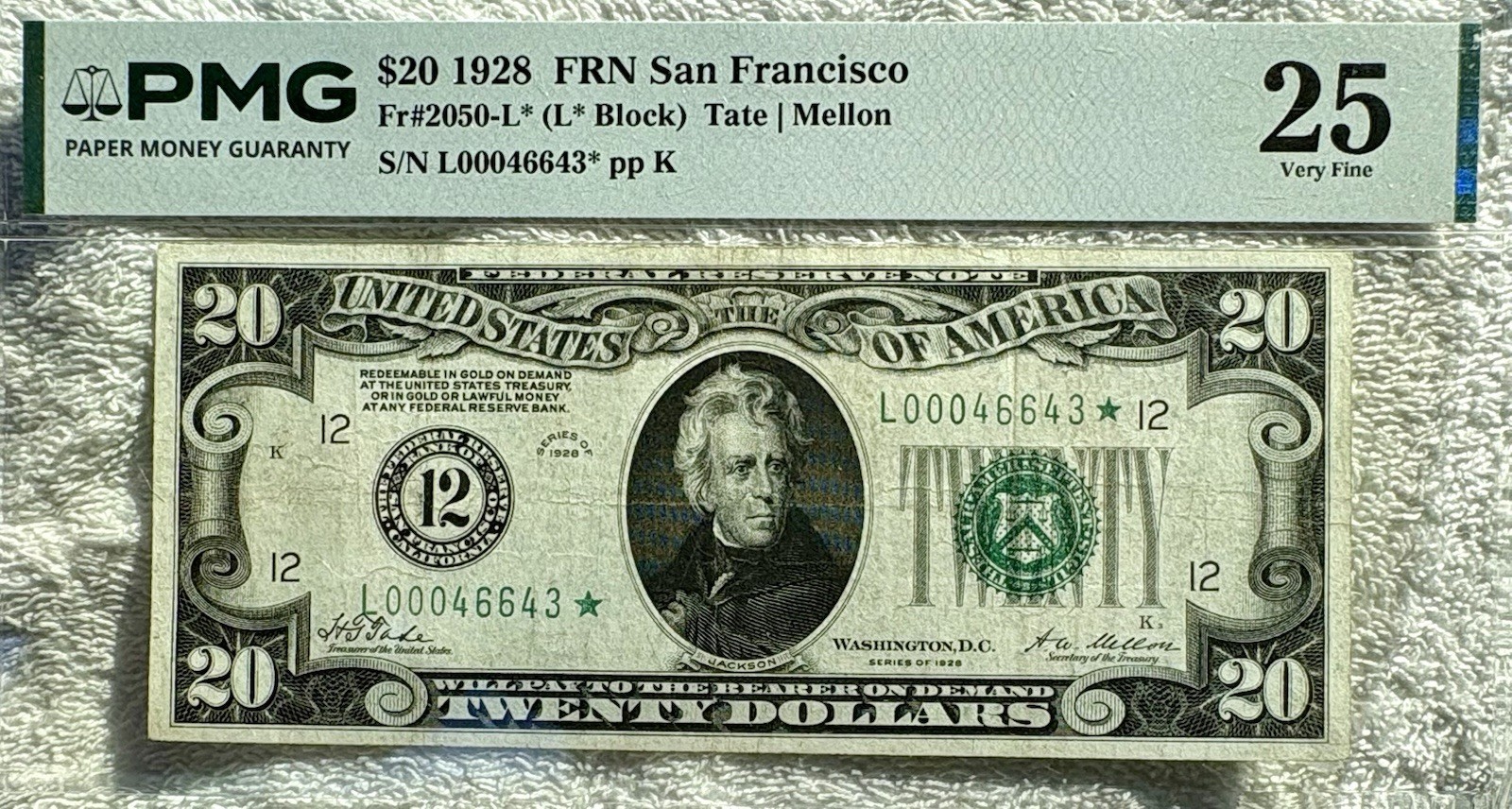 1928 $20 Solid Star Numerical (12) VF25