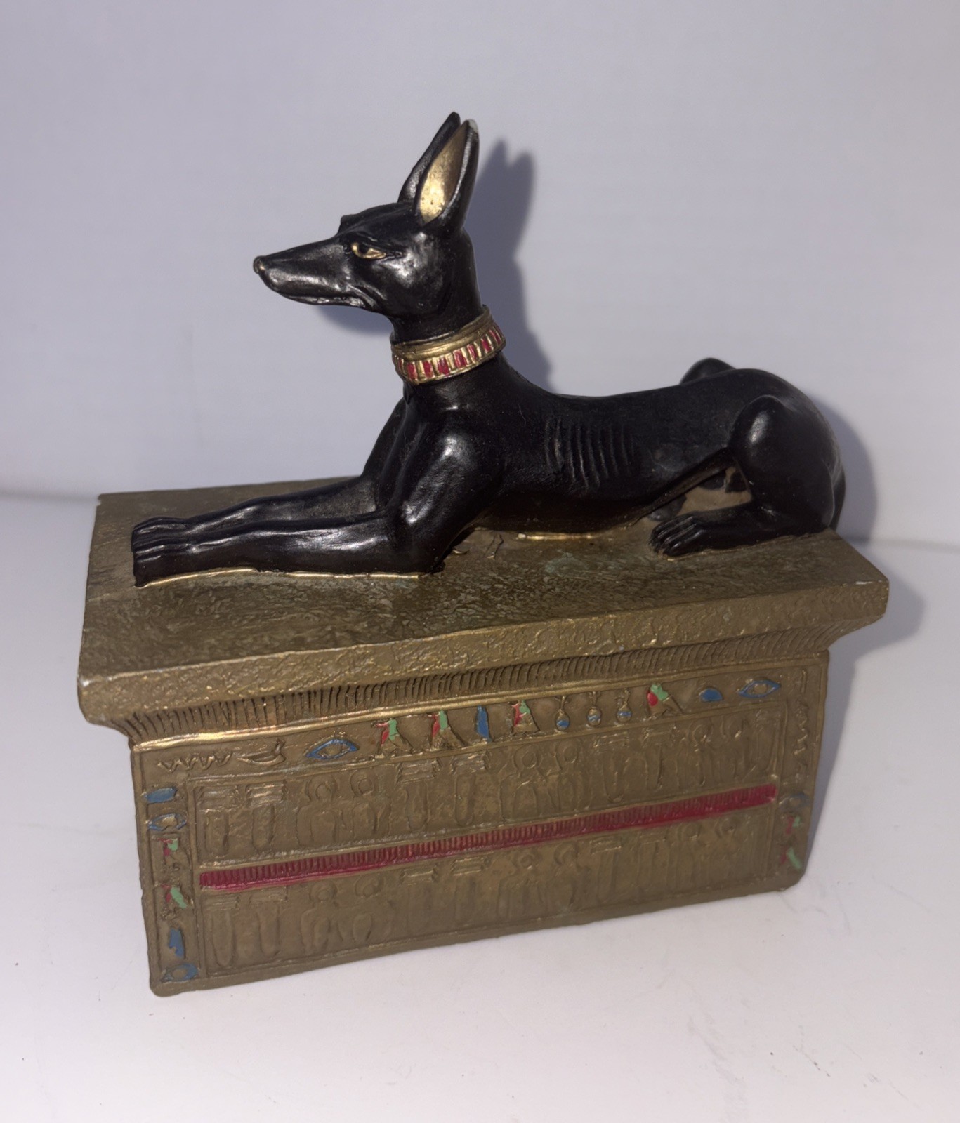 Egyptian Statue of God Anubis, Laying Dog, Shrine of Tutankhamen Figurine