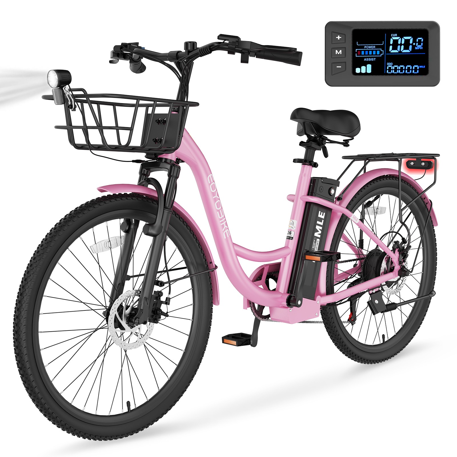 SLSY Electric Bike for Adult Women 24 26Inch Step Through City Cruiser Ebikes