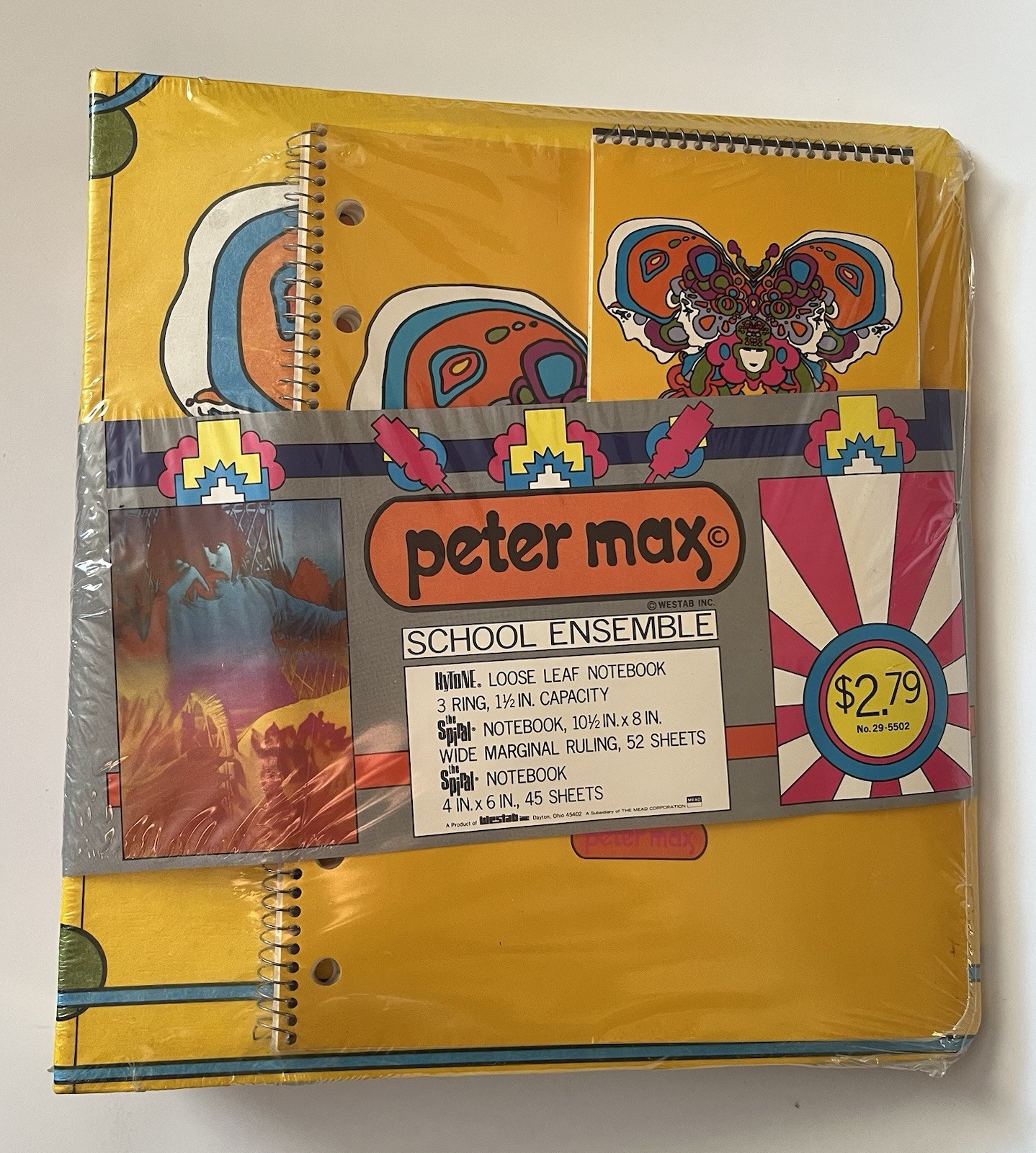 PETER MAX School Ensemble 3 Ring Binder Note Pads NOS SEALED Butterfly PETER MAX School Ensemble 3 Ring Binder Note Pads NOS SEALED Butterfly