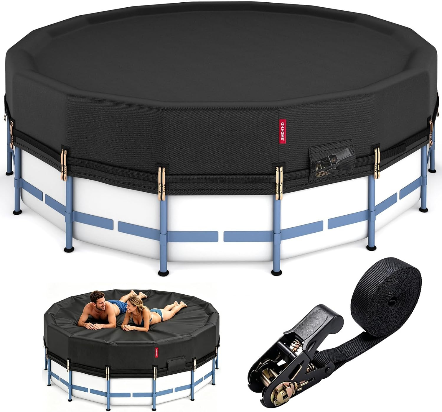 15Ft Winter Pool Cover,Windproof Ratchet Straps&Thick Fabric | Storm‑Resistant(R 15Ft Winter Pool Cover,Windproof Ratchet Straps&Thick Fabric | Storm‑Resistant(R