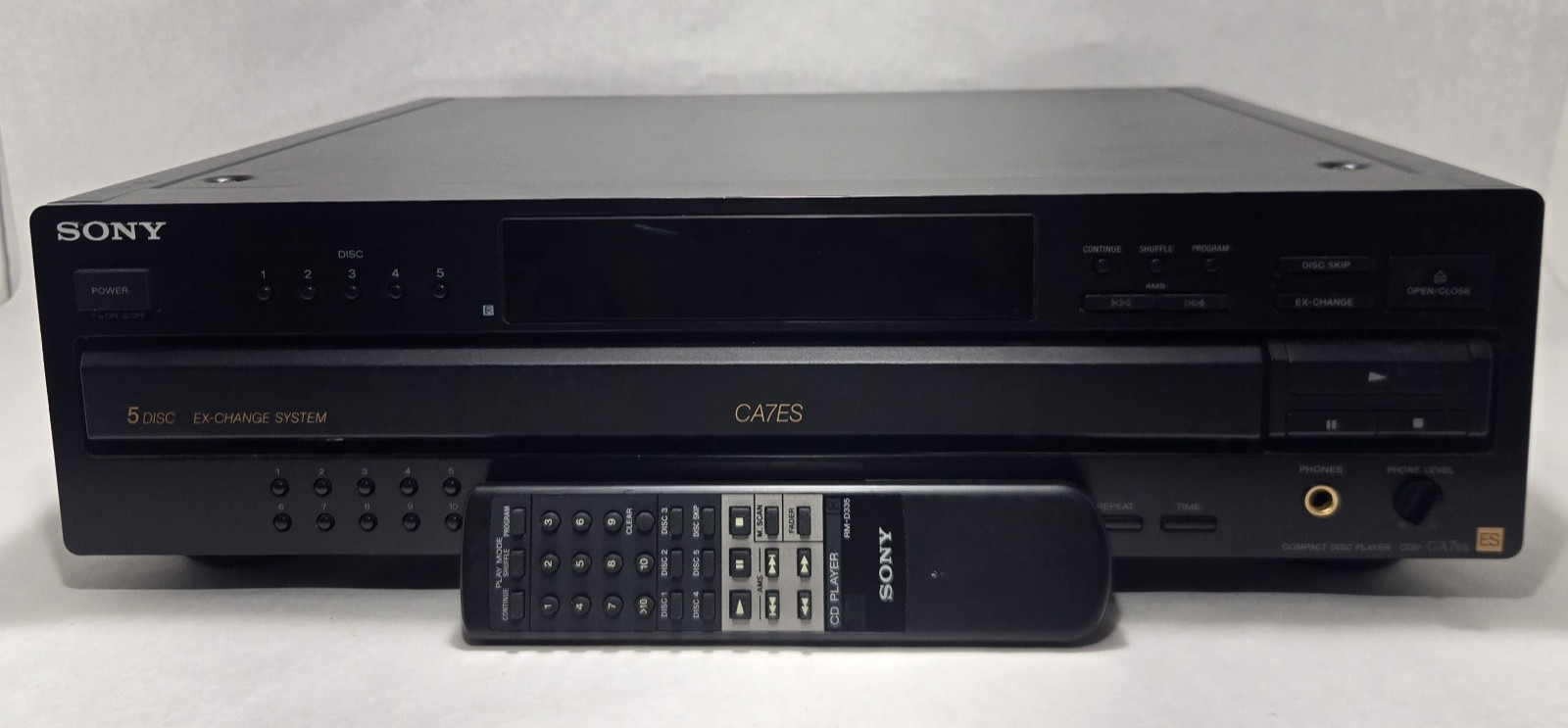 Sony CDP-CA7ES ES 5-Disc CD Changer w/ RM-D335 Remote Tested Working