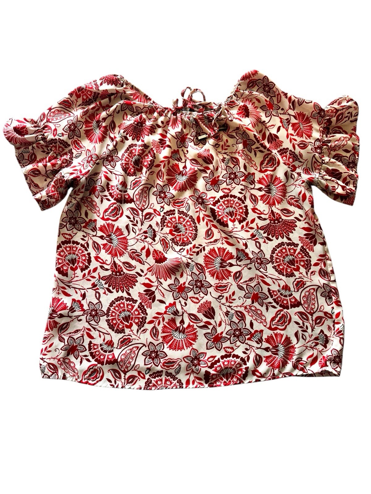 W5 Anthropologie Womens Small Floral Boho Blouse Flutter Sleeve Tie Front Top W5 Anthropologie Womens Small Floral Boho Blouse Flutter Sleeve Tie Front Top