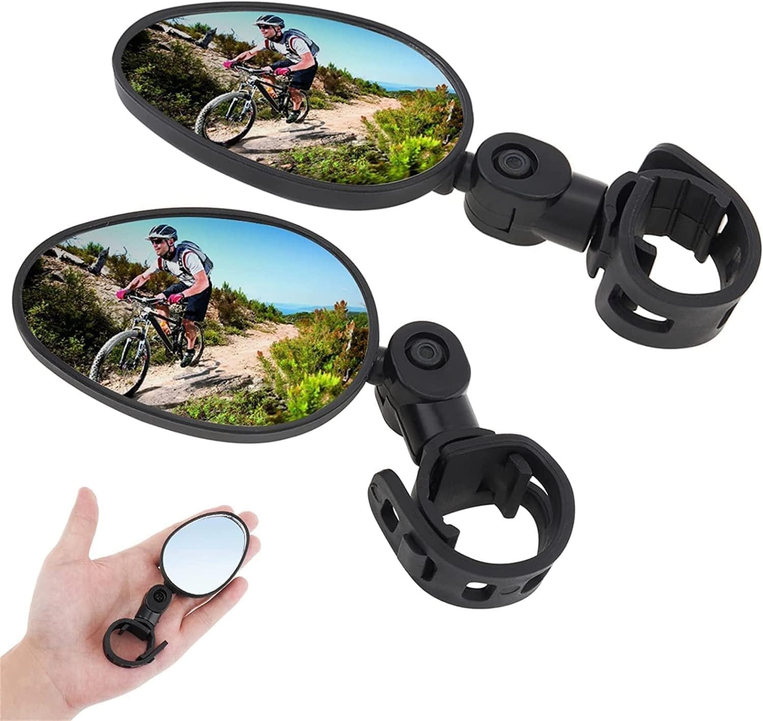 2Pcs Bike Mirror Rotaty Round MTB Road Handlebar Bicycle Rear View Glass Cycling